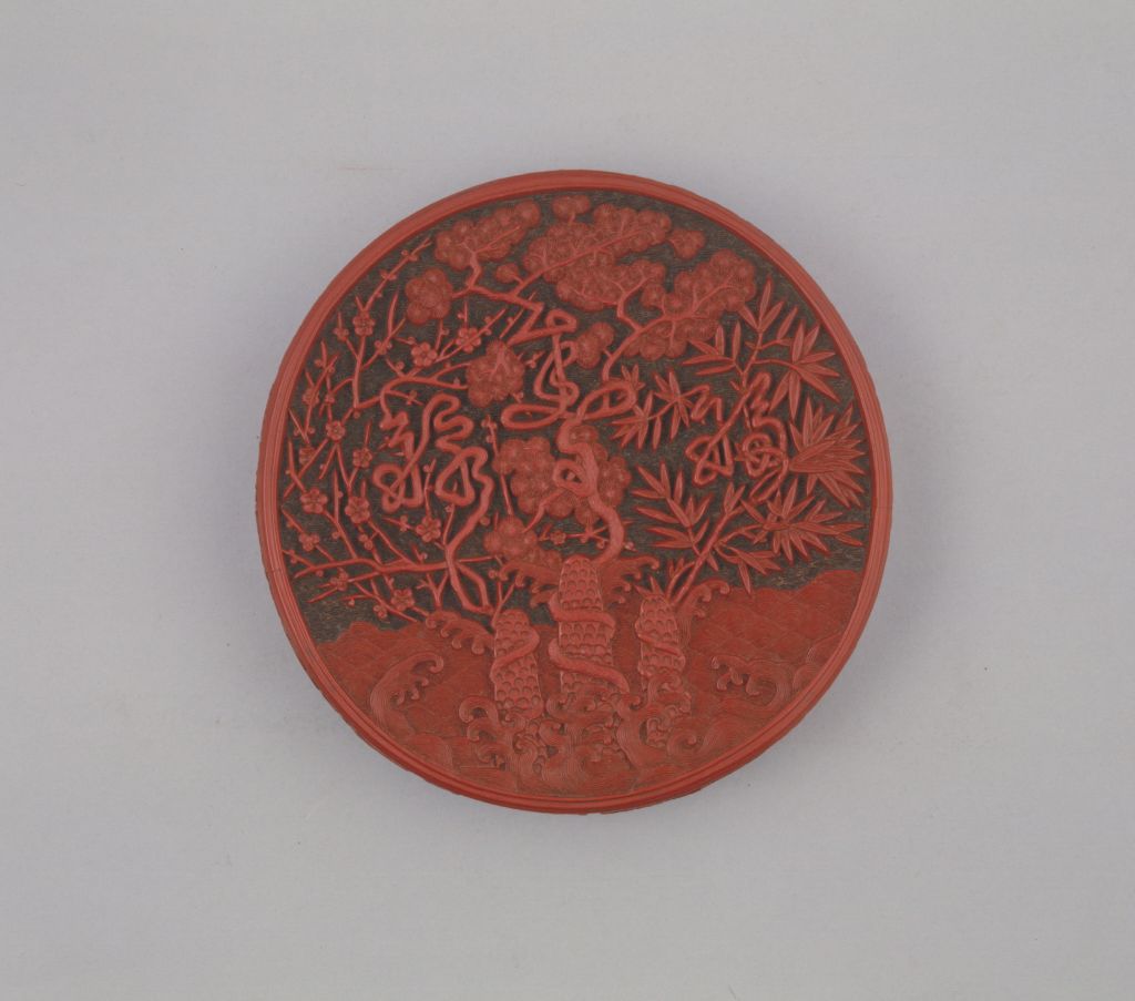 图片[2]-Round box with red pine, bamboo and plum patterns-China Archive